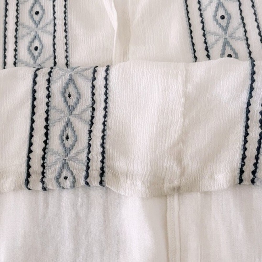 ale By Alessandra Maxi Dress White Blue Embroidered Open Back Womens Size Small - Picture 12 of 13